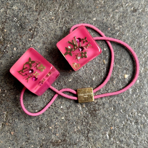 Louis Vuitton Monogram Pink Cube Hair Ties - Picture 7 of 8